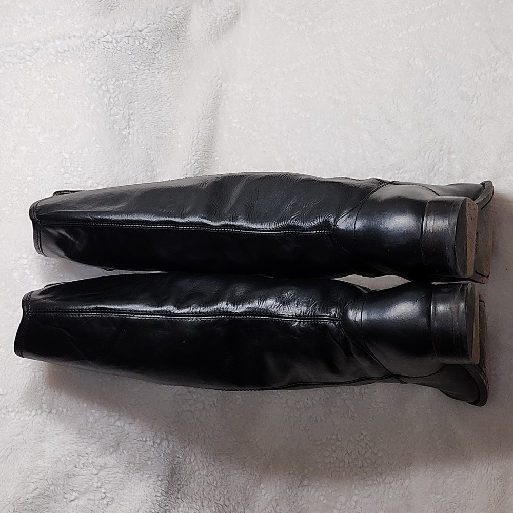 Frye Melissa Button Black Tall Leather Riding Boots Size 9 - Picture 7 of 16
